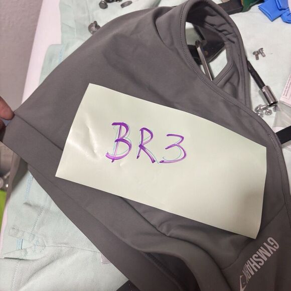 Gymshark Asymmetric Sports Bra Smokey Gray Black Light Support Size Medium - Picture 6 of 6